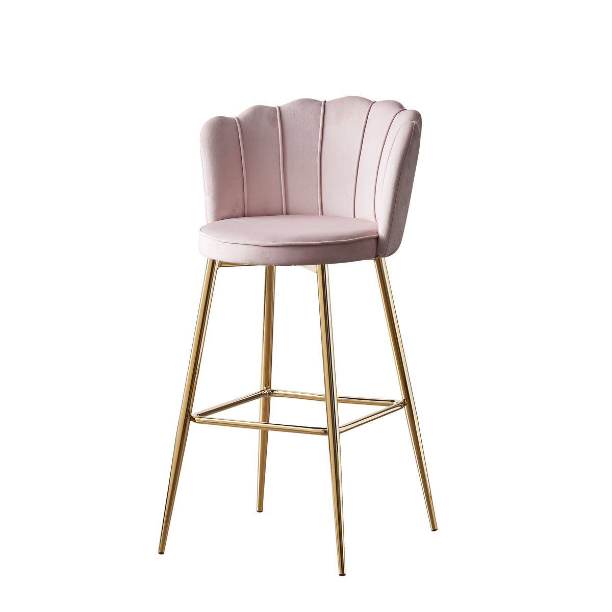 Tabouret de bar Nymphéa en velours Pied doré couleur rose