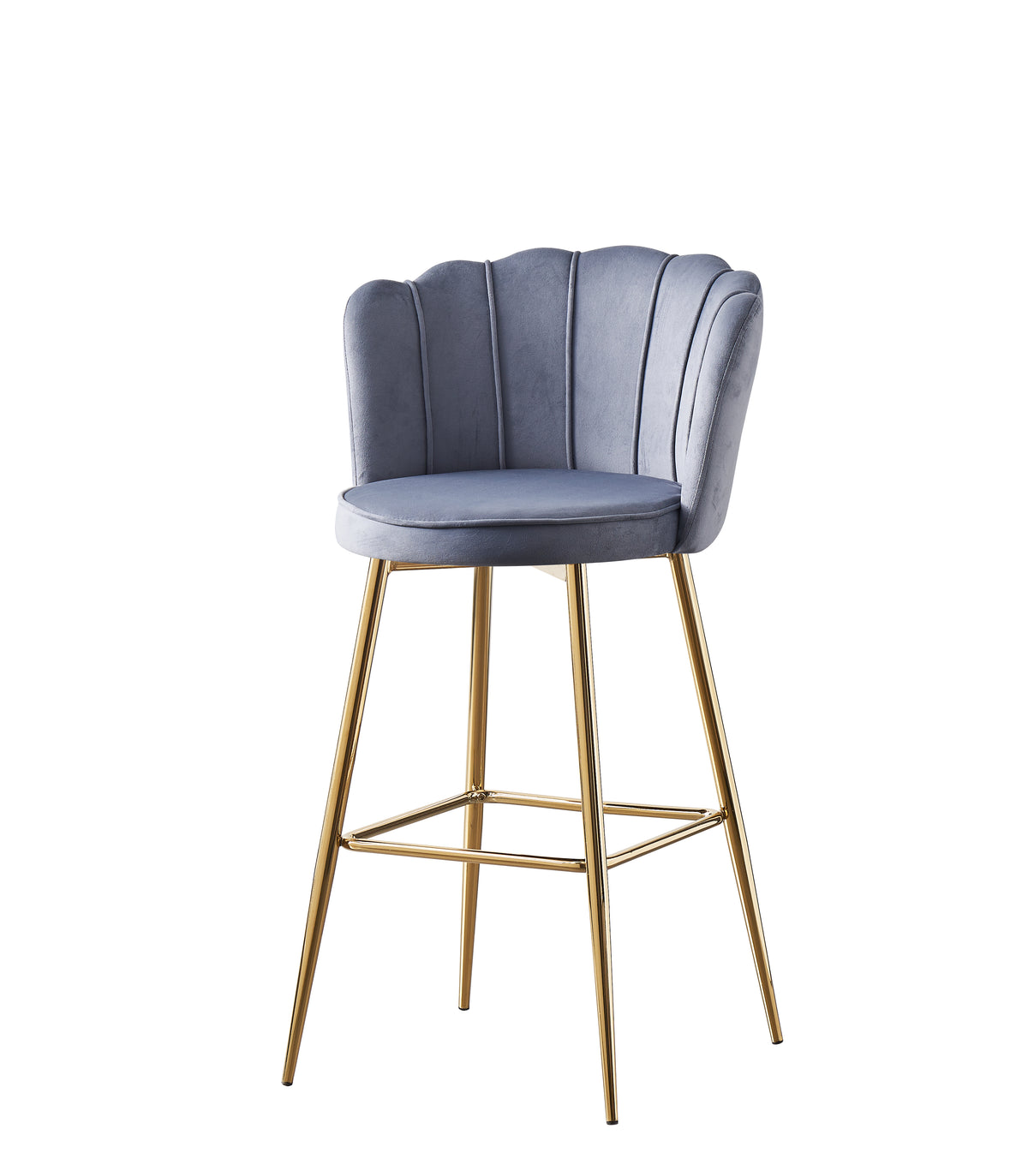 Tabouret de bar Nymphéa en velours Pied doré couleur silver