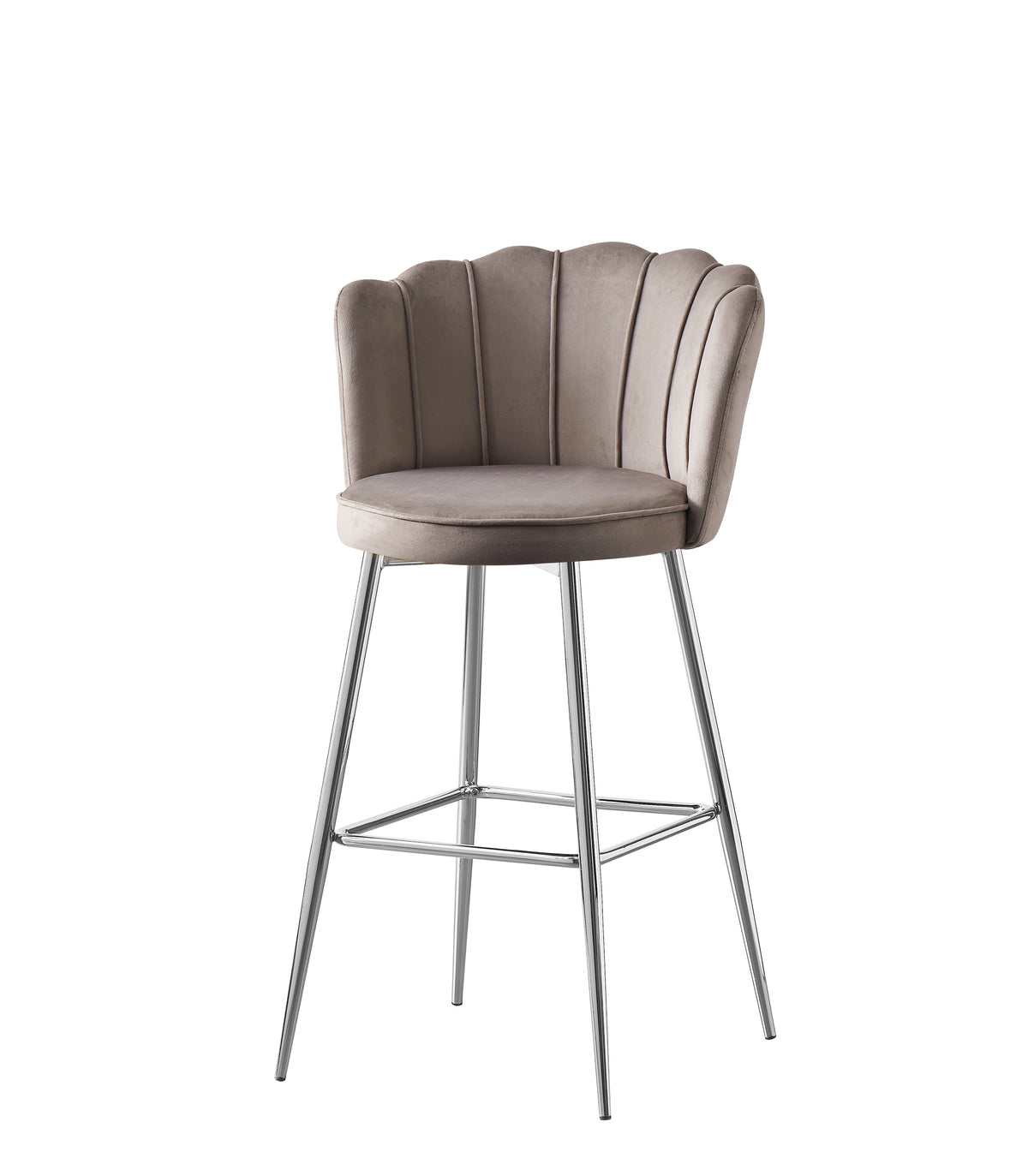 Tabouret de bar Nymphéa en velours Pied chrome couleur moka - vue 3