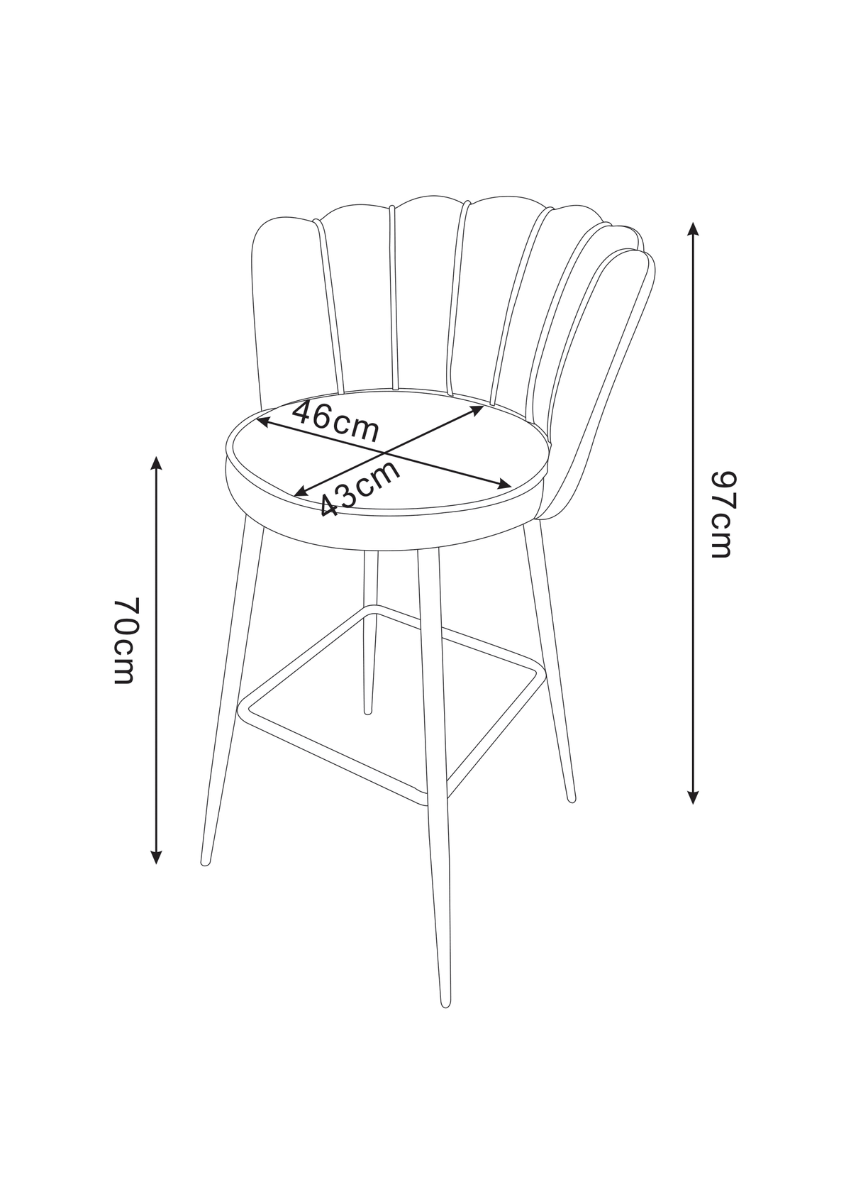 Tabouret de bar Nymphéa en velours Pied chrome couleur moka - vue 5