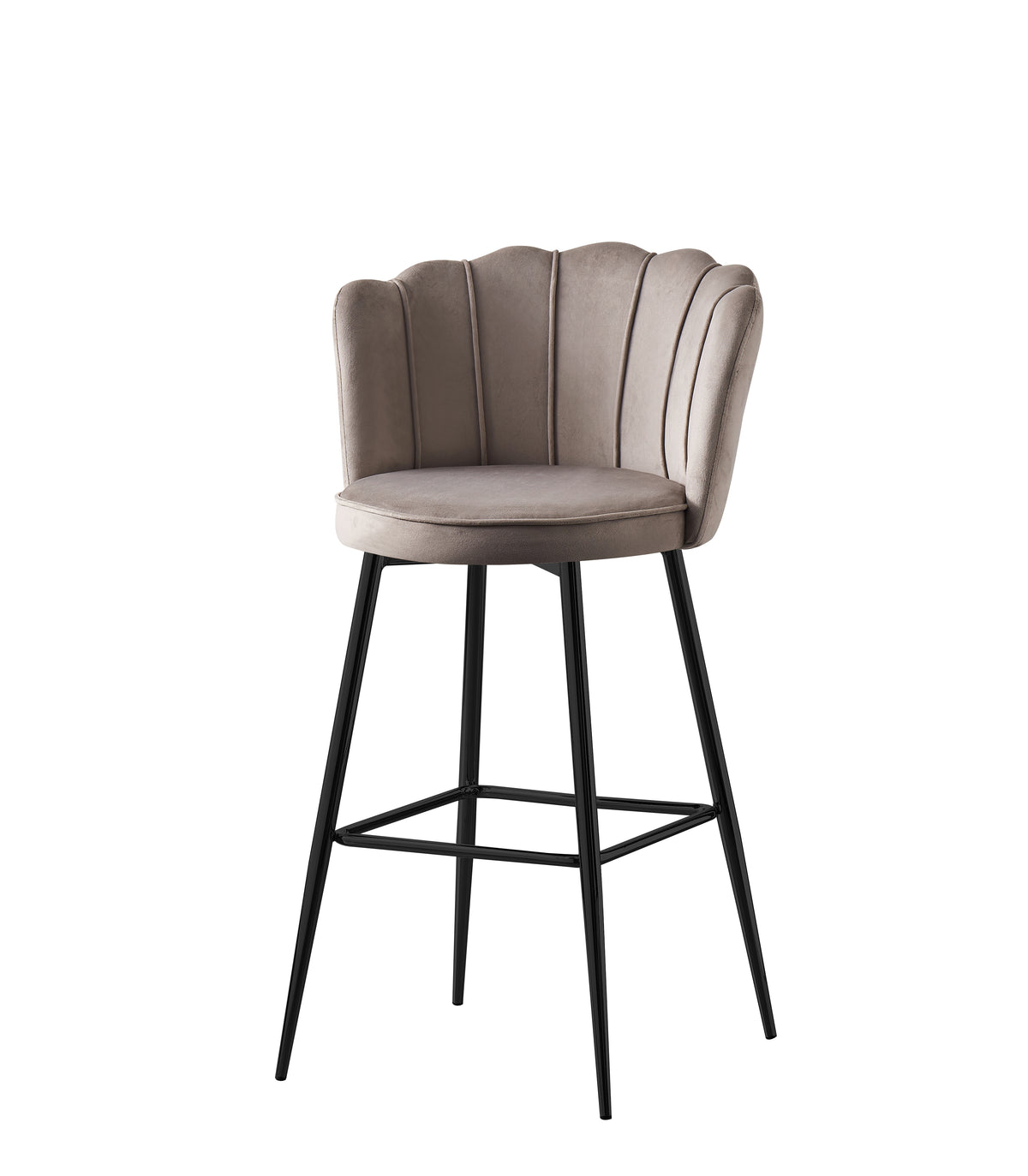 Tabouret de bar Nymphéa en velours Pied métal noir couleur moka
