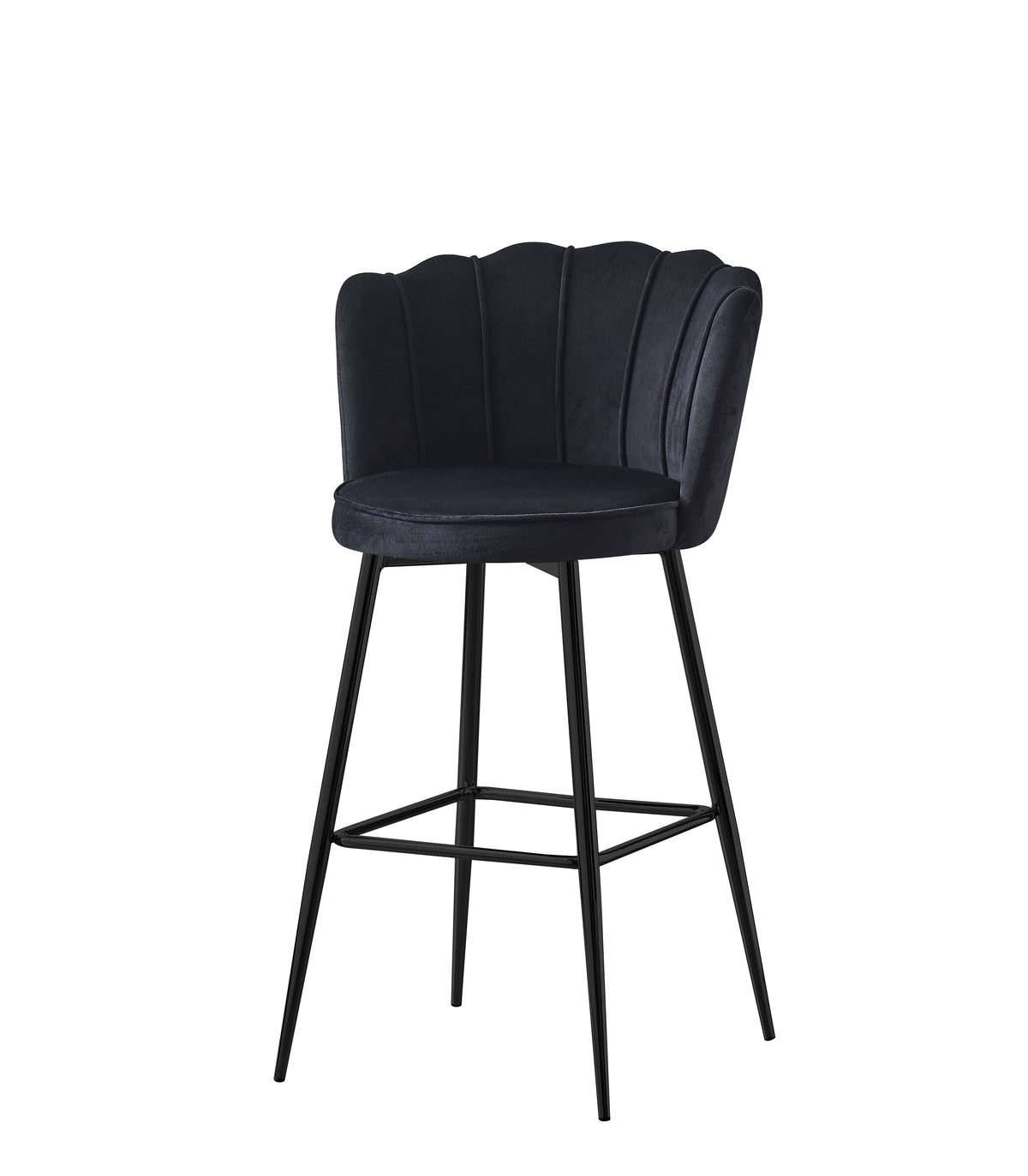 Tabouret de bar Nymphéa en velours Pied métal noir couleur noir