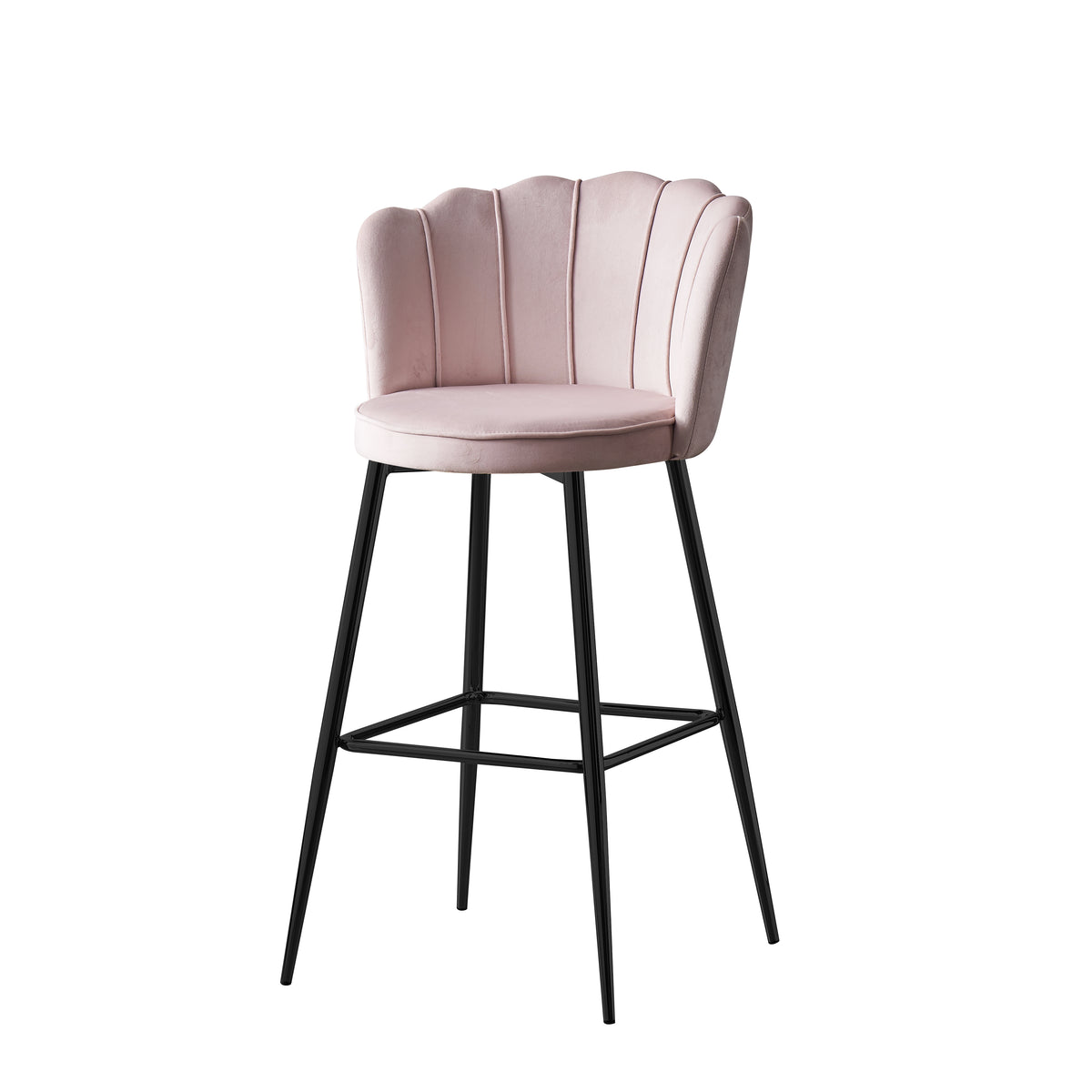 Tabouret de bar Nymphéa en velours Pied métal noir couleur rose