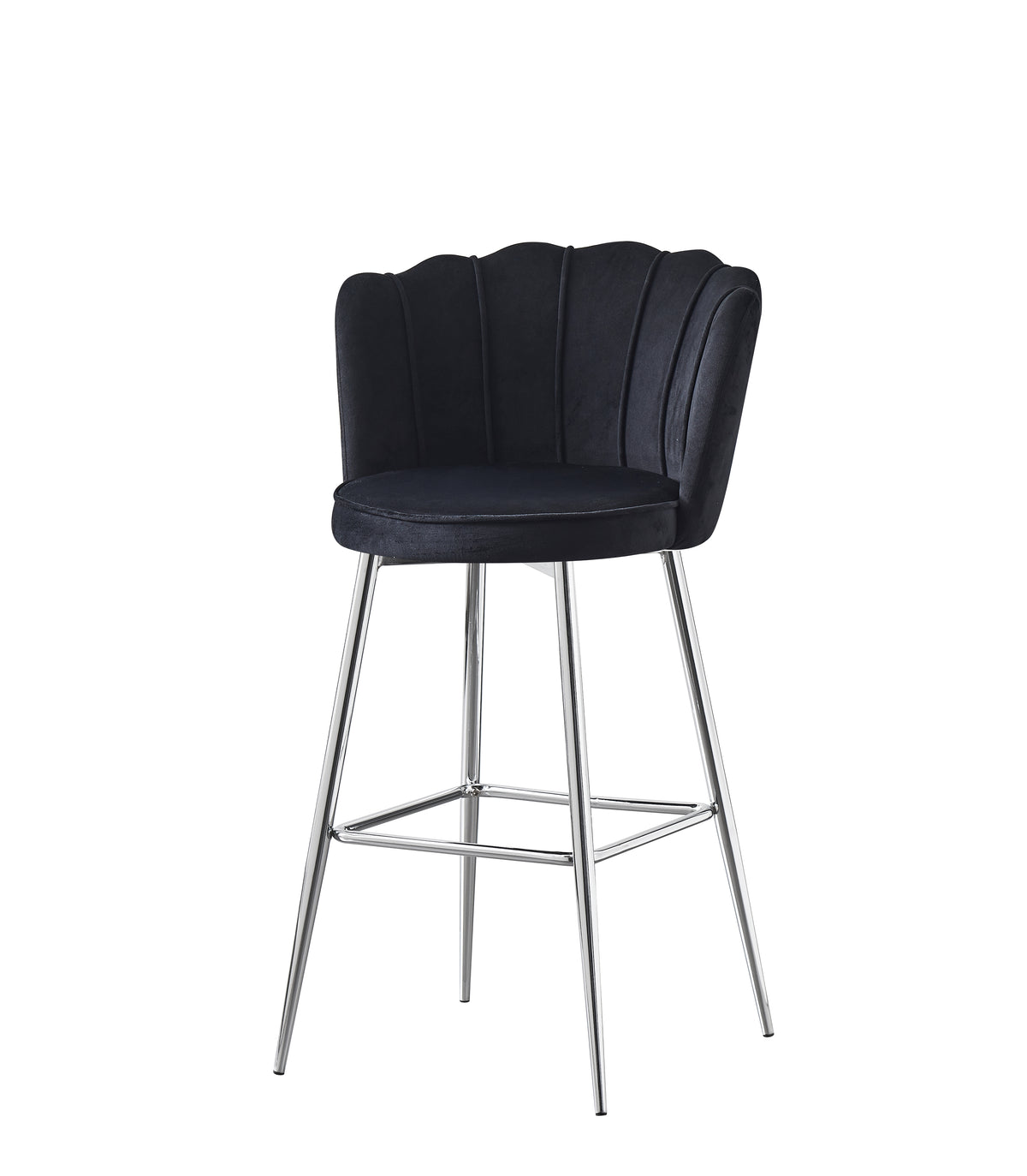 Tabouret de bar Nymphéa en velours Pied chrome couleur noir