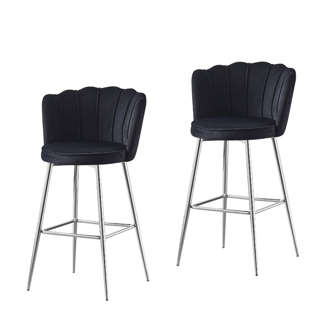 Tabouret de bar Nymphéa en velours Pied chrome couleur noir - vue 4