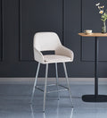 Tabouret de bar Athena en velours – Pieds chrome - velours beige - assise 70 cm