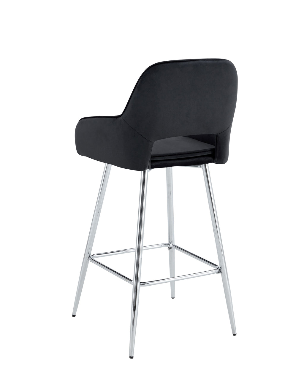 Tabouret de bar Athena en velours – Pieds chrome - velours noir - photo 4