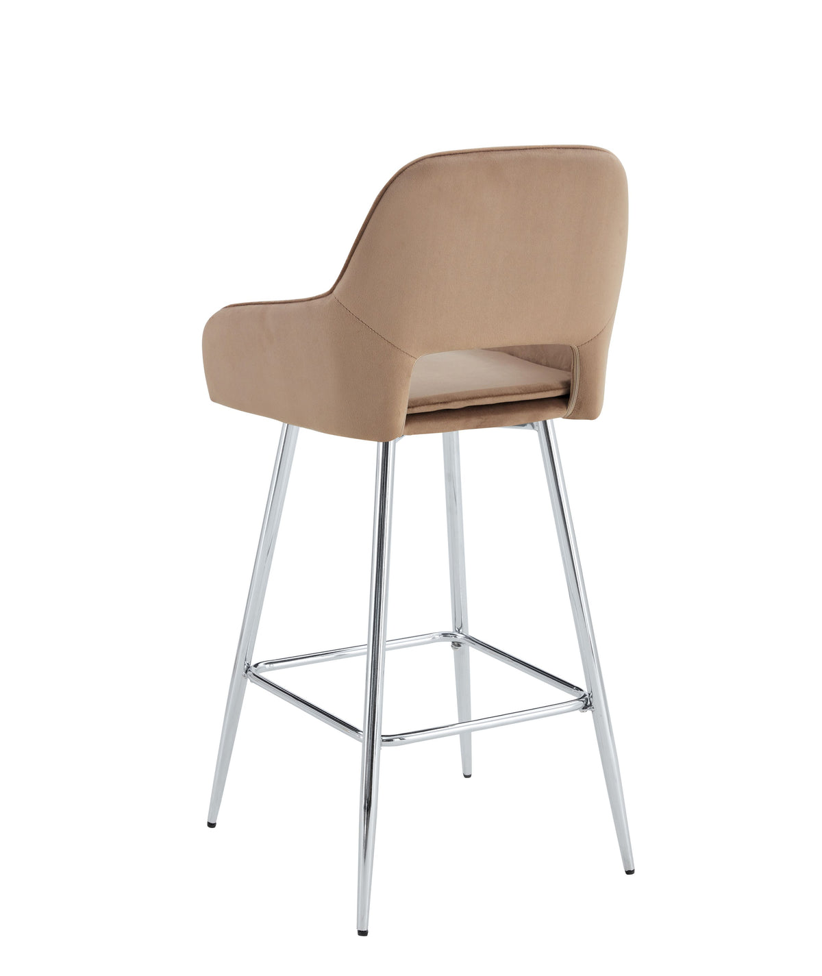 Tabouret de bar Athena en velours – Pieds chrome - velours taupe - photo 6