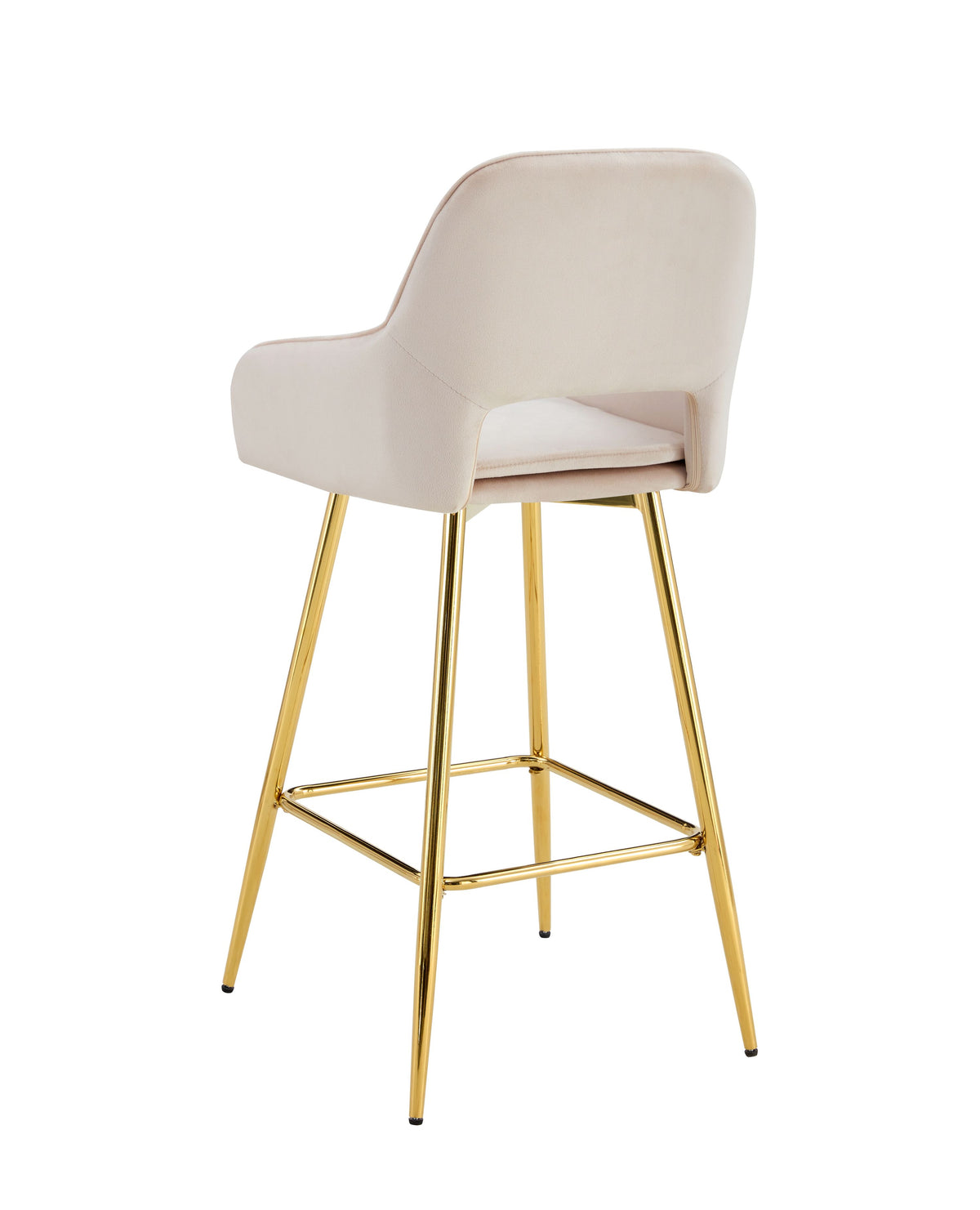 Tabouret de bar Athena en velours – Pieds dorés - velours beige - photo 2