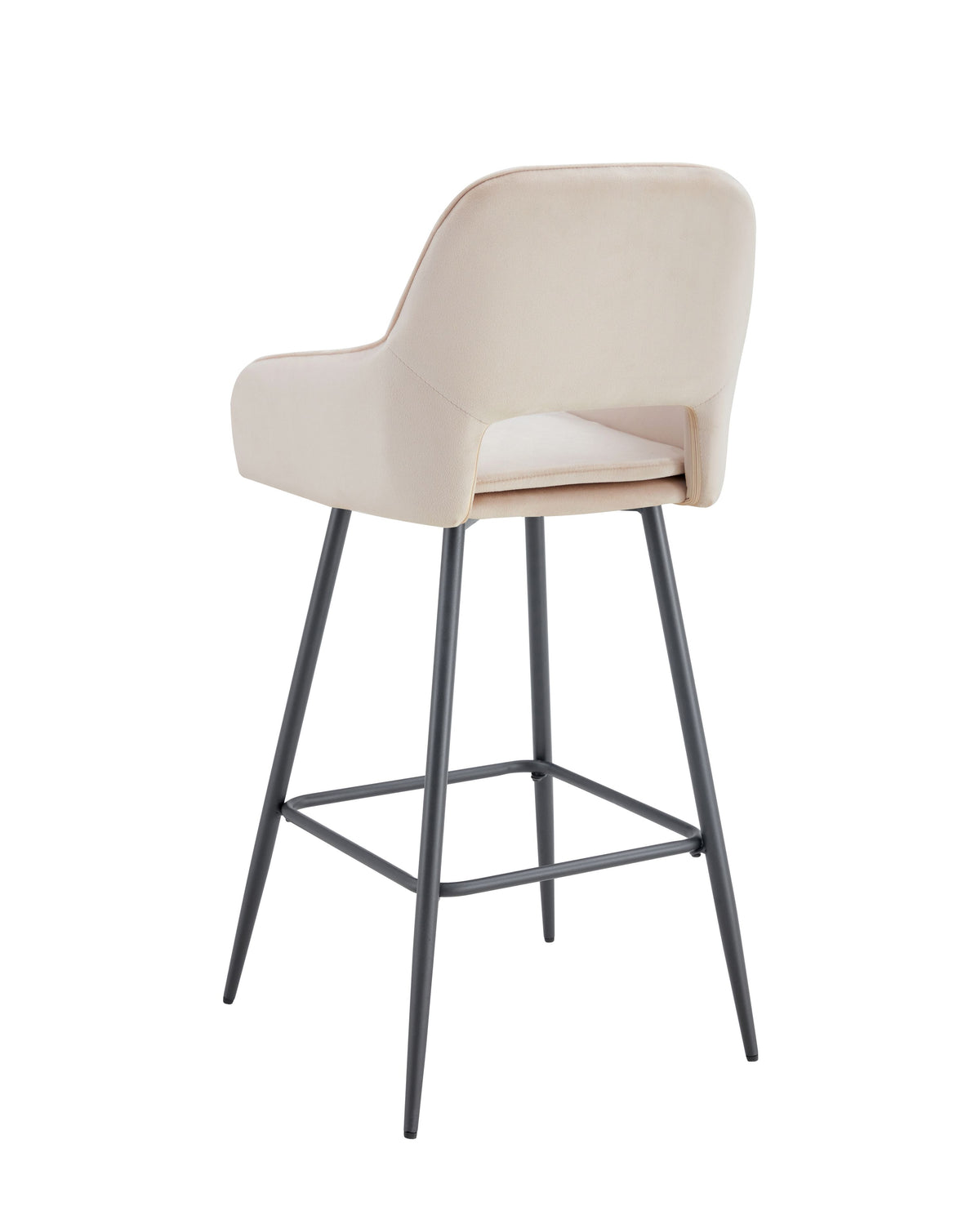 Tabouret de bar Athena en velours – Pieds noirs - velours beige - photo 2
