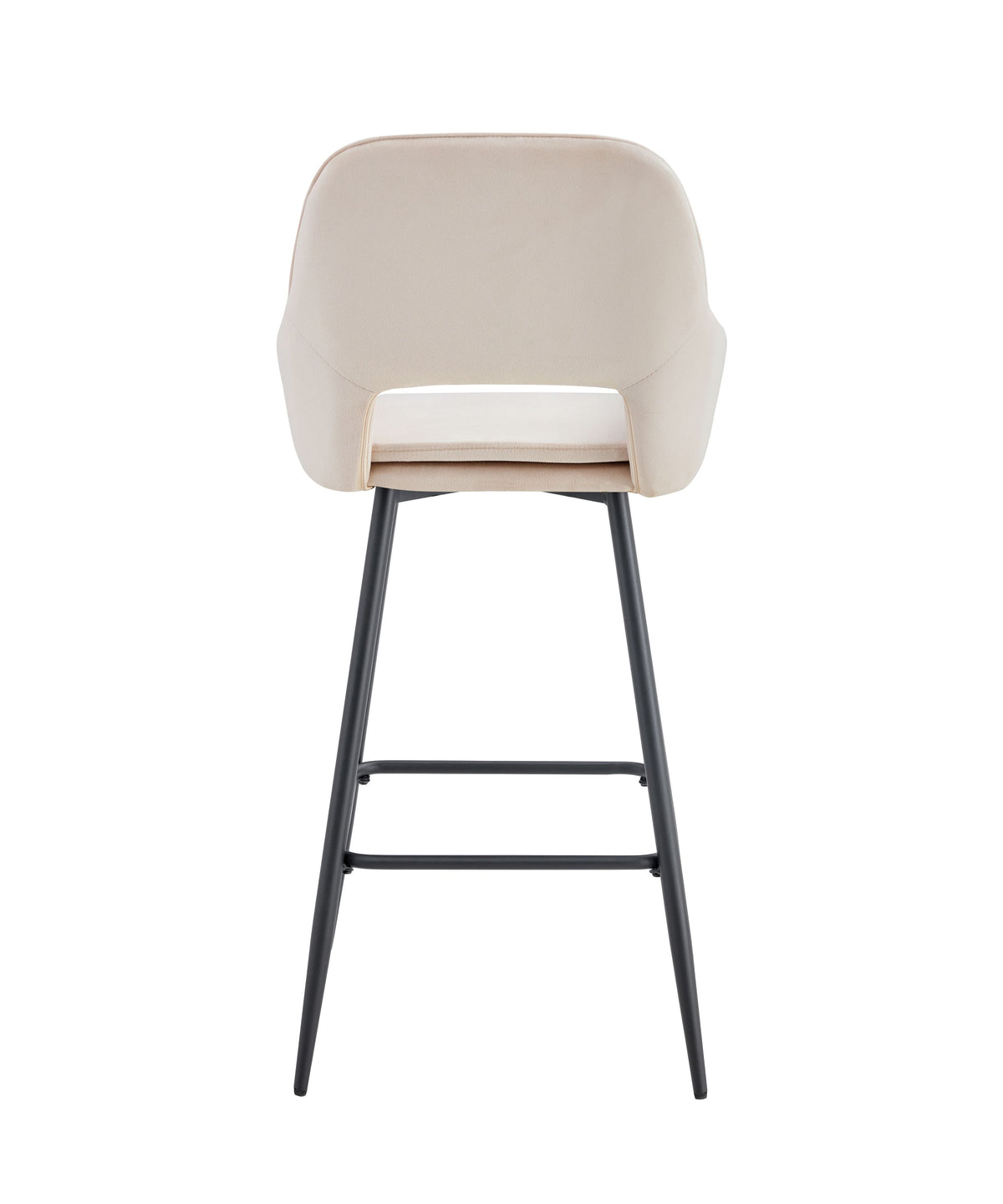 Tabouret de bar Athena en velours – Pieds noirs - velours beige - photo 3
