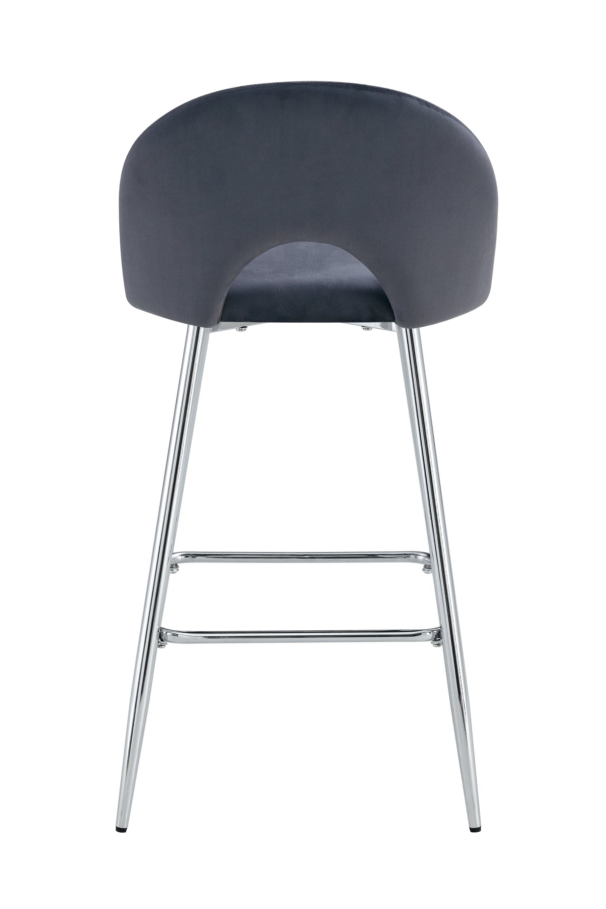 Tabouret De Bar Teddy Pied Chrome Velours Anthracite