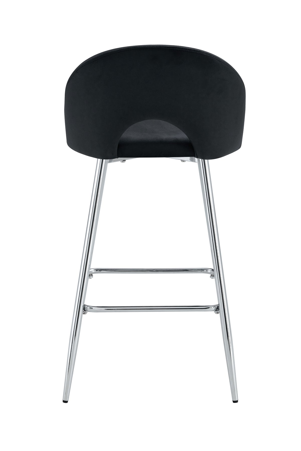 Tabouret De Bar Teddy Pied Chrome Velours Noir