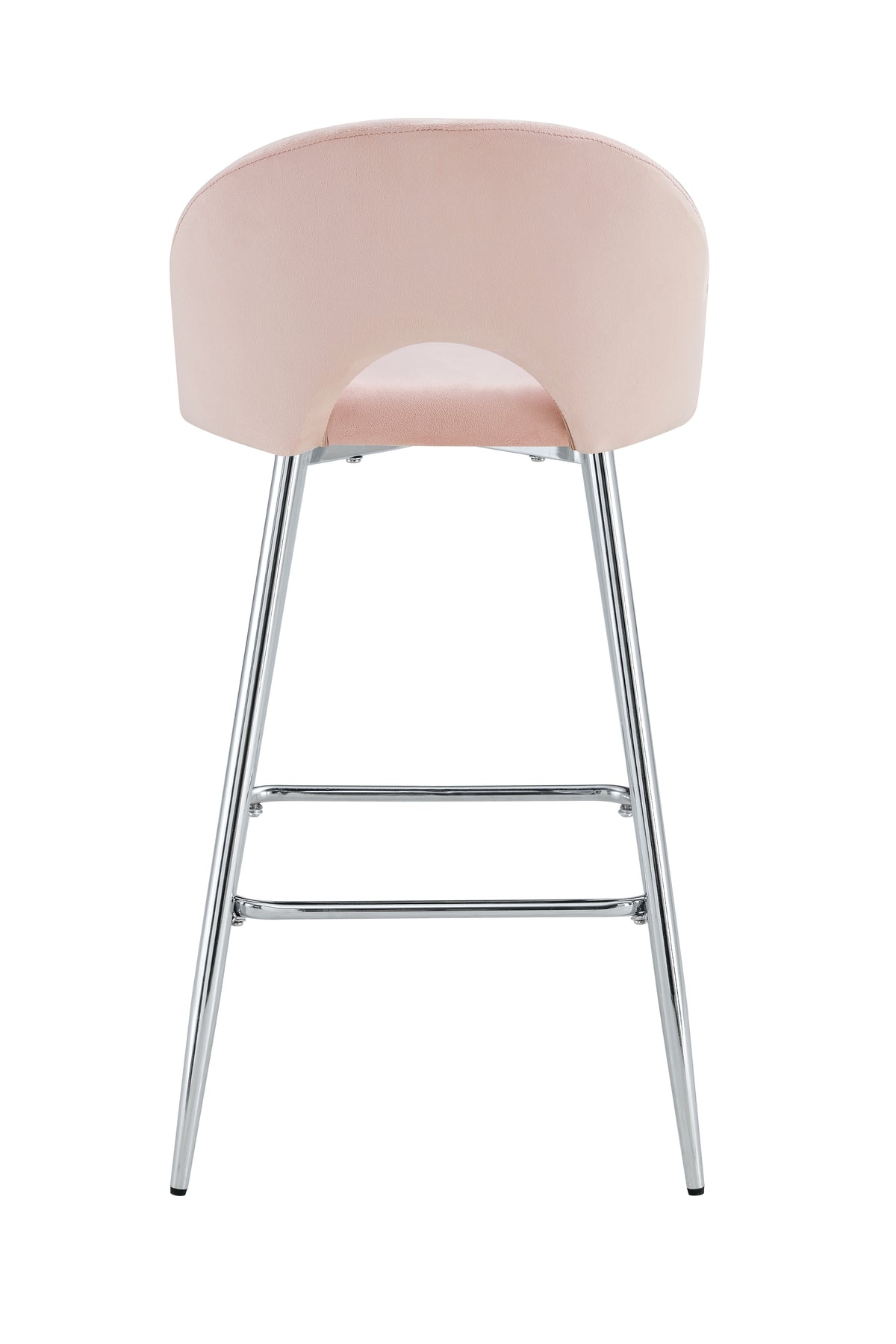 Tabouret De Bar Teddy Pied Chrome Velours Rose