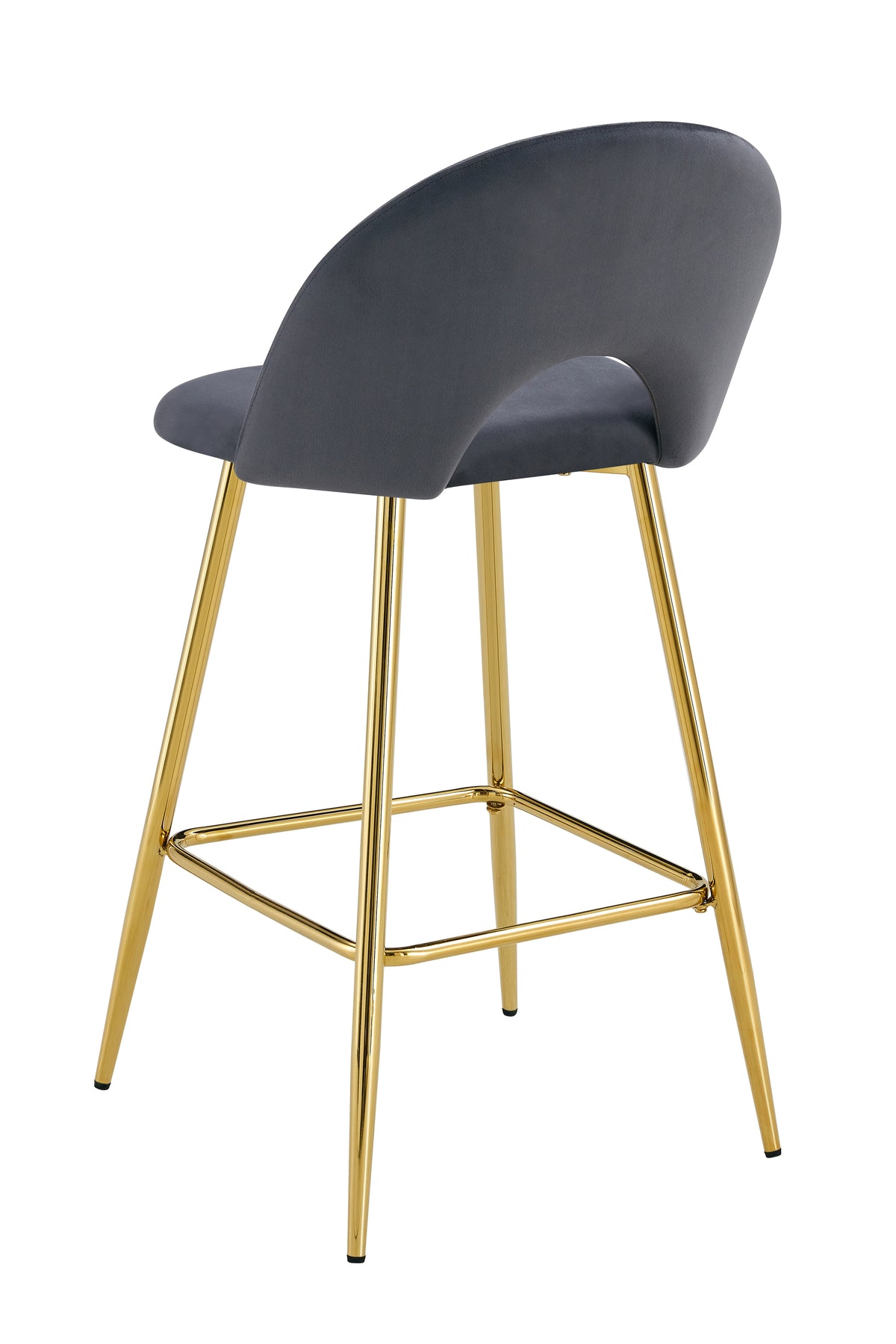 Tabouret De Bar Teddy Pied Gold Velours Anthracite
