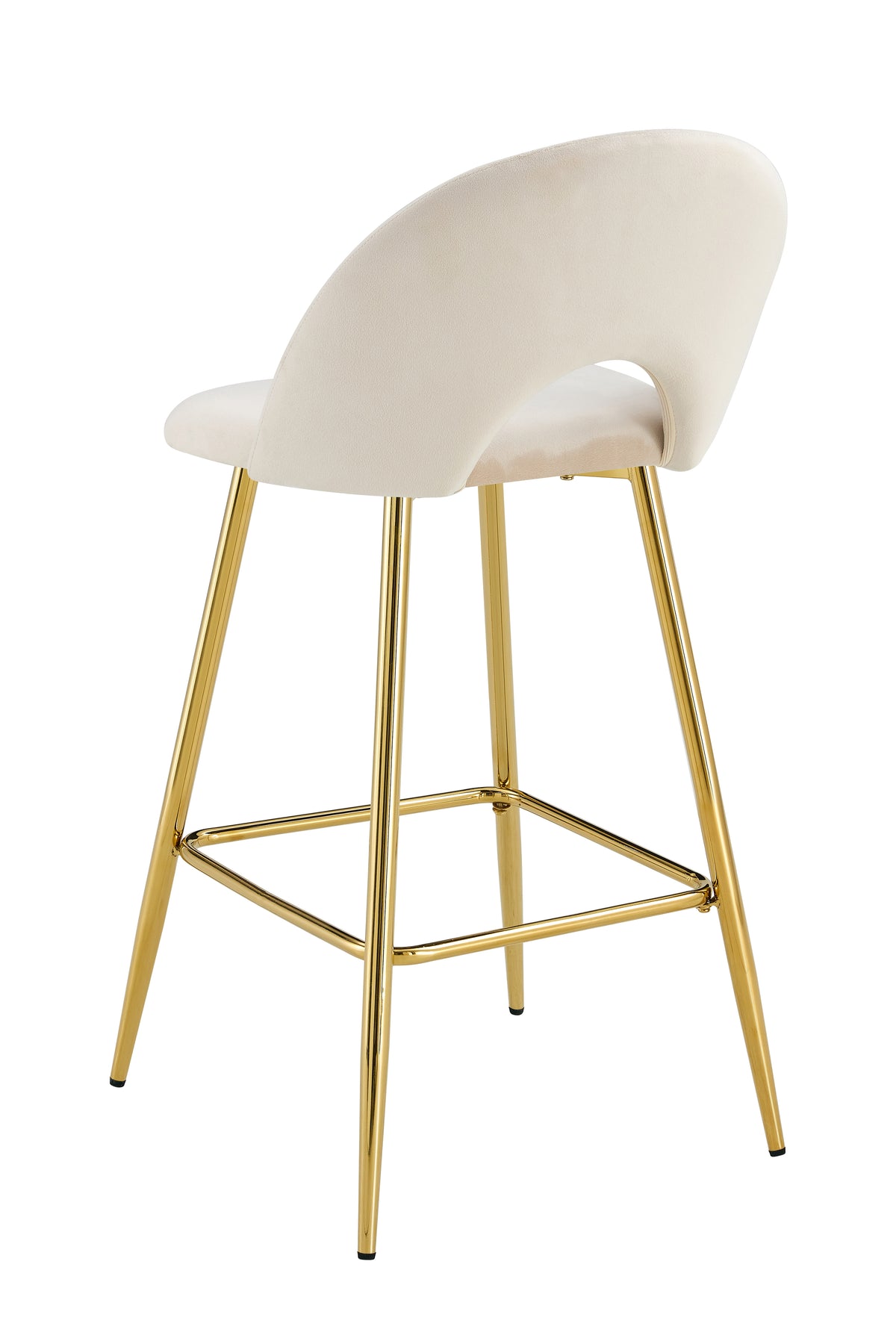Tabouret De Bar Teddy Pied Gold Velours Beige