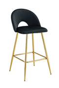 Tabouret De Bar Teddy Pied Gold Velours Noir