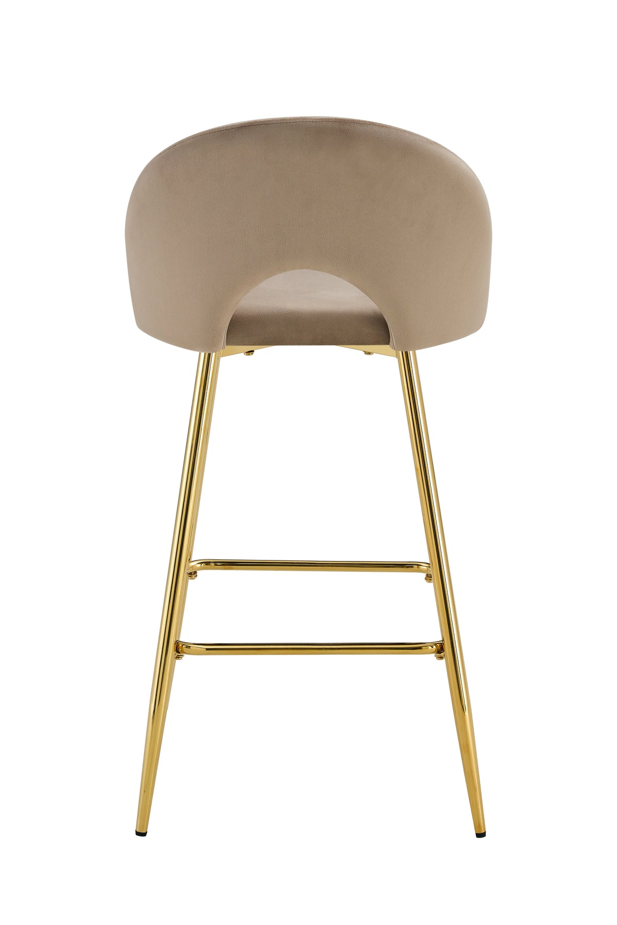 Tabouret De Bar Teddy Pied Gold Velours Taupe