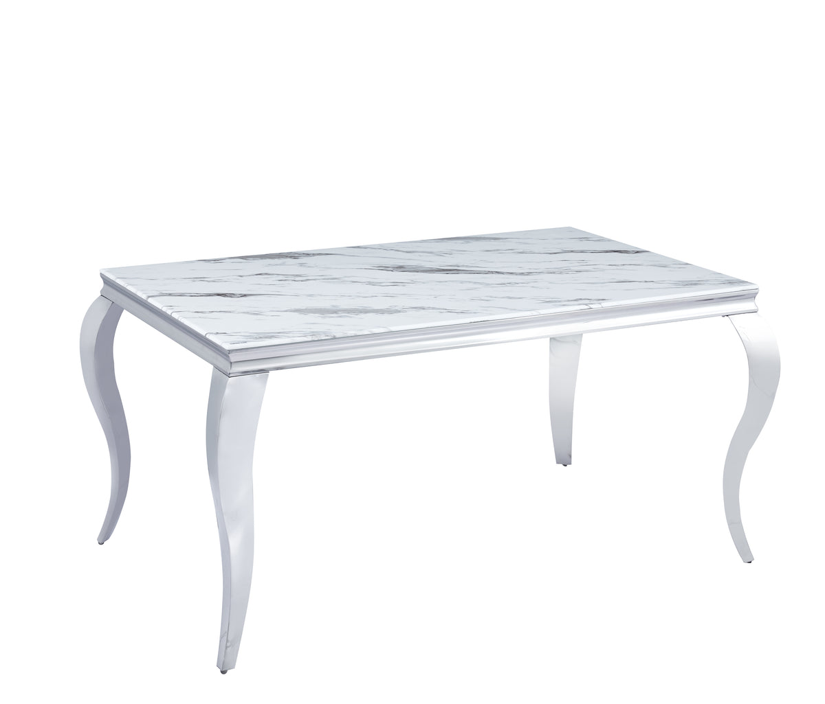 Table à manger Baroque Chrome Marbre Blanc 150X90X75 Cm
