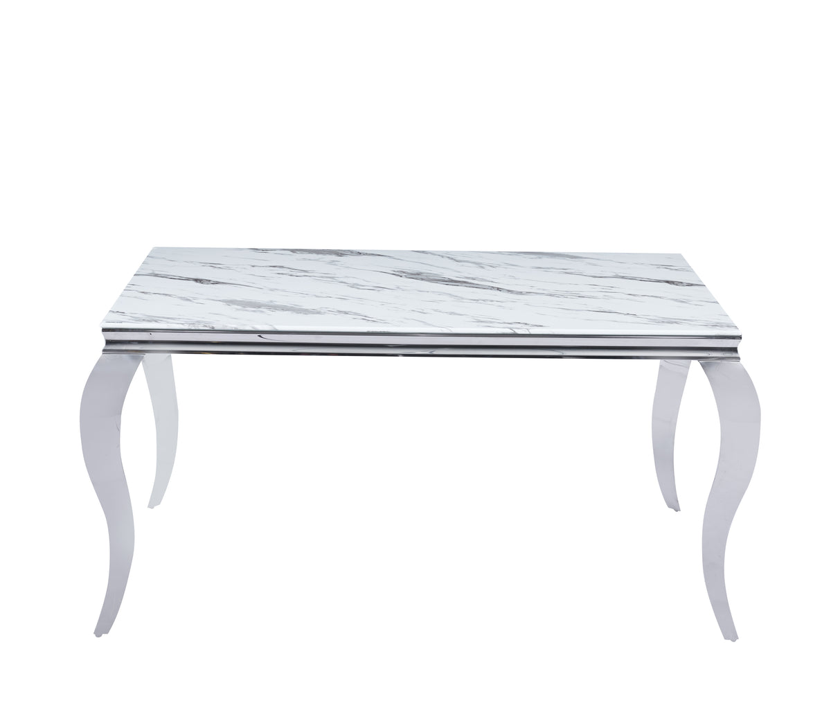 Table à manger Baroque Chrome Marbre Blanc 150X90X75 Cm