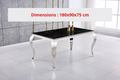 Table Repas Baroque Chrome Marbre Noir 180X90X75 Cm