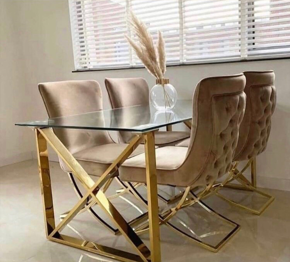 Table Repas Kensy Gold Transparent 180X90X75 Cm
