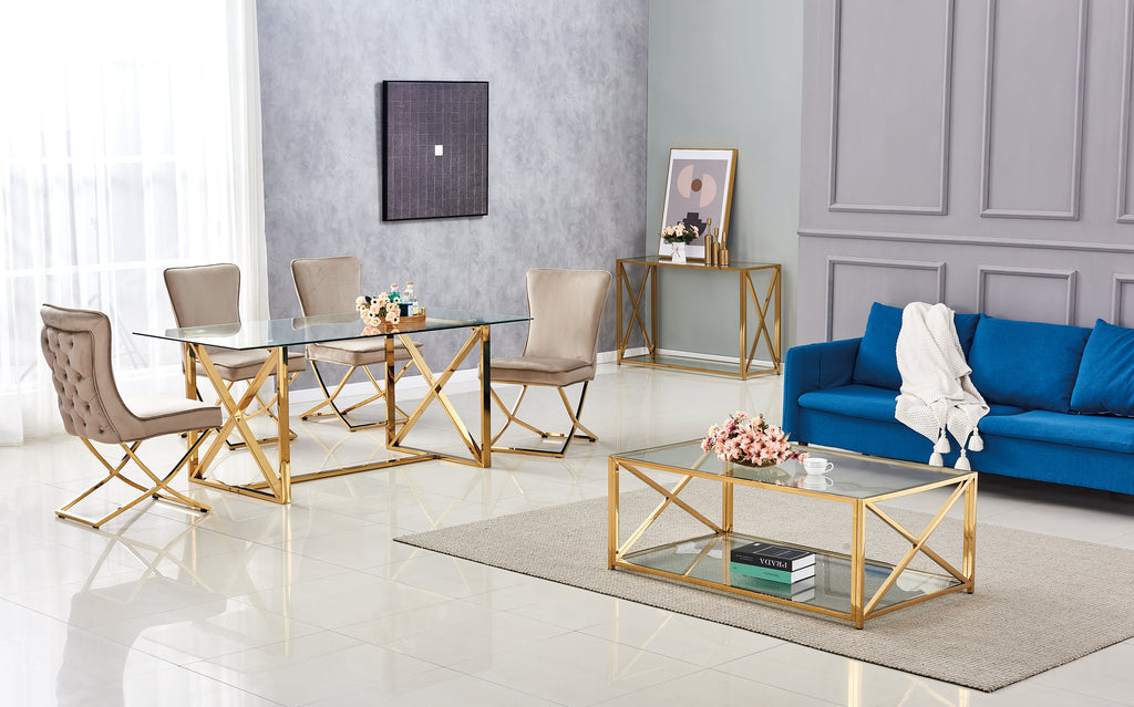 Table Repas Kensy Gold Transparent 180X90X75 Cm