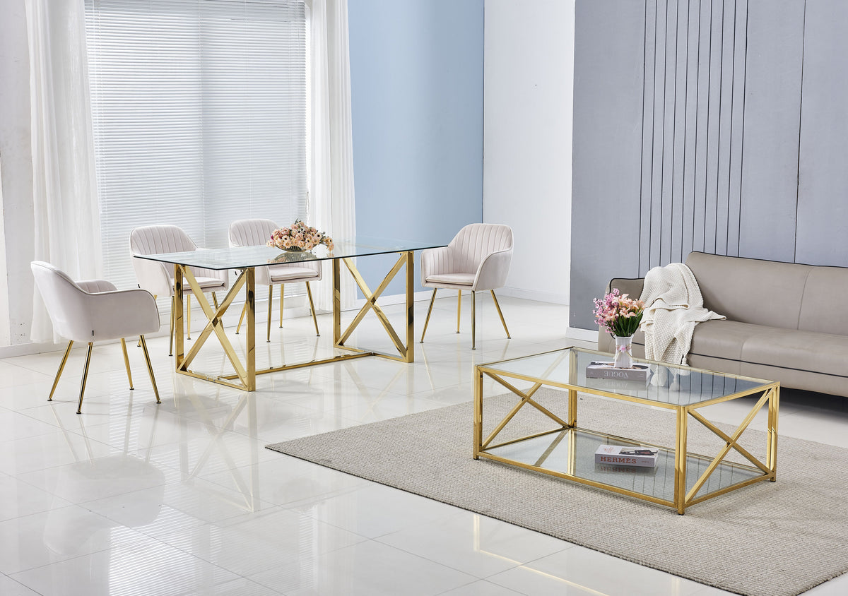 Table Repas Kensy Gold Transparent 180X90X75 Cm