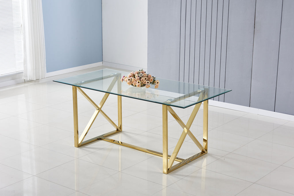 Table Repas Kensy Gold Transparent 180X90X75 Cm