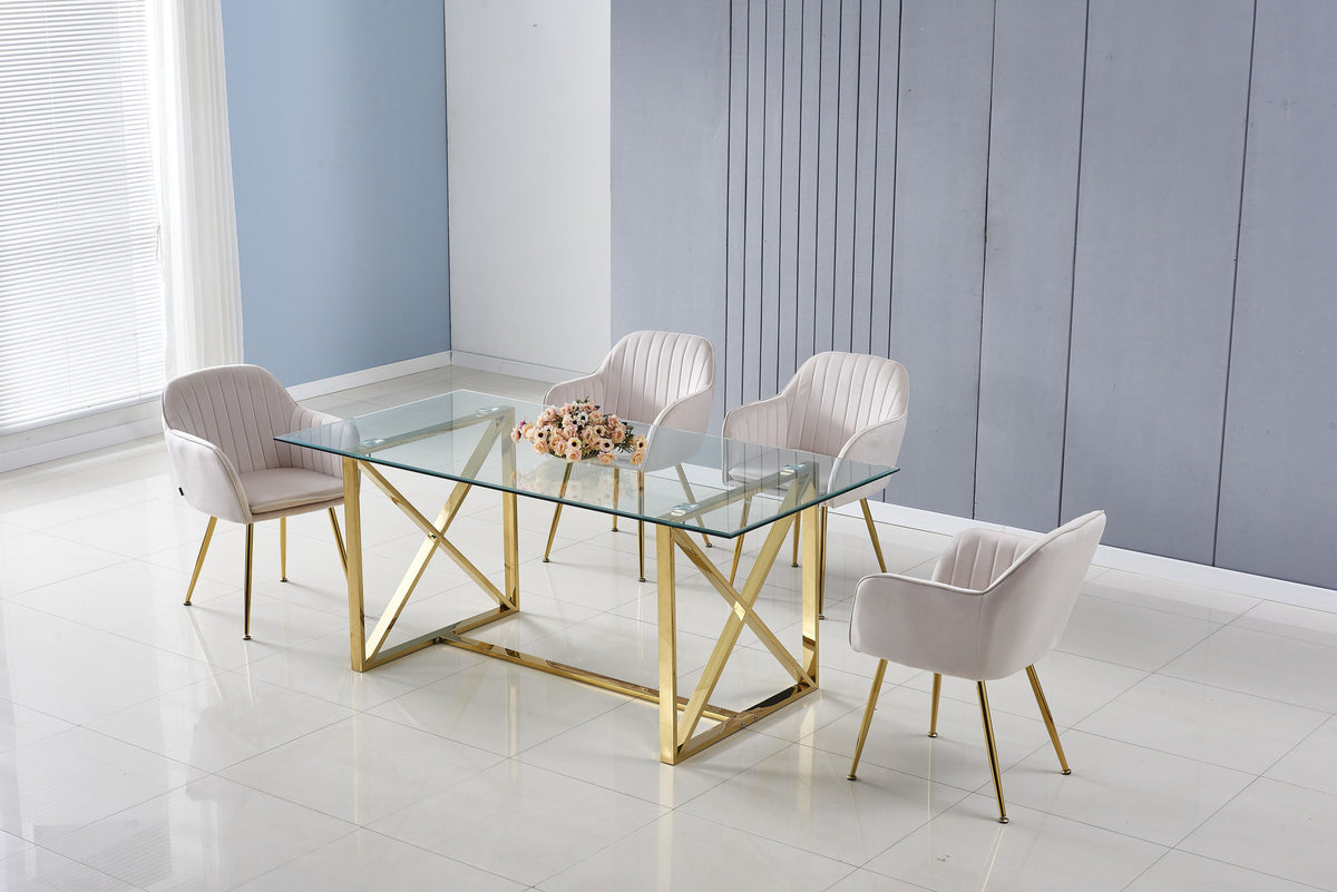 Table Repas Kensy Gold Transparent 180X90X75 Cm