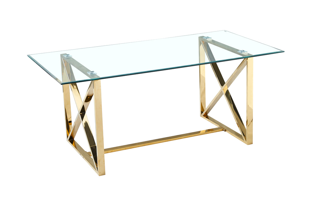 Table Repas Kensy Gold Transparent 180X90X75 Cm