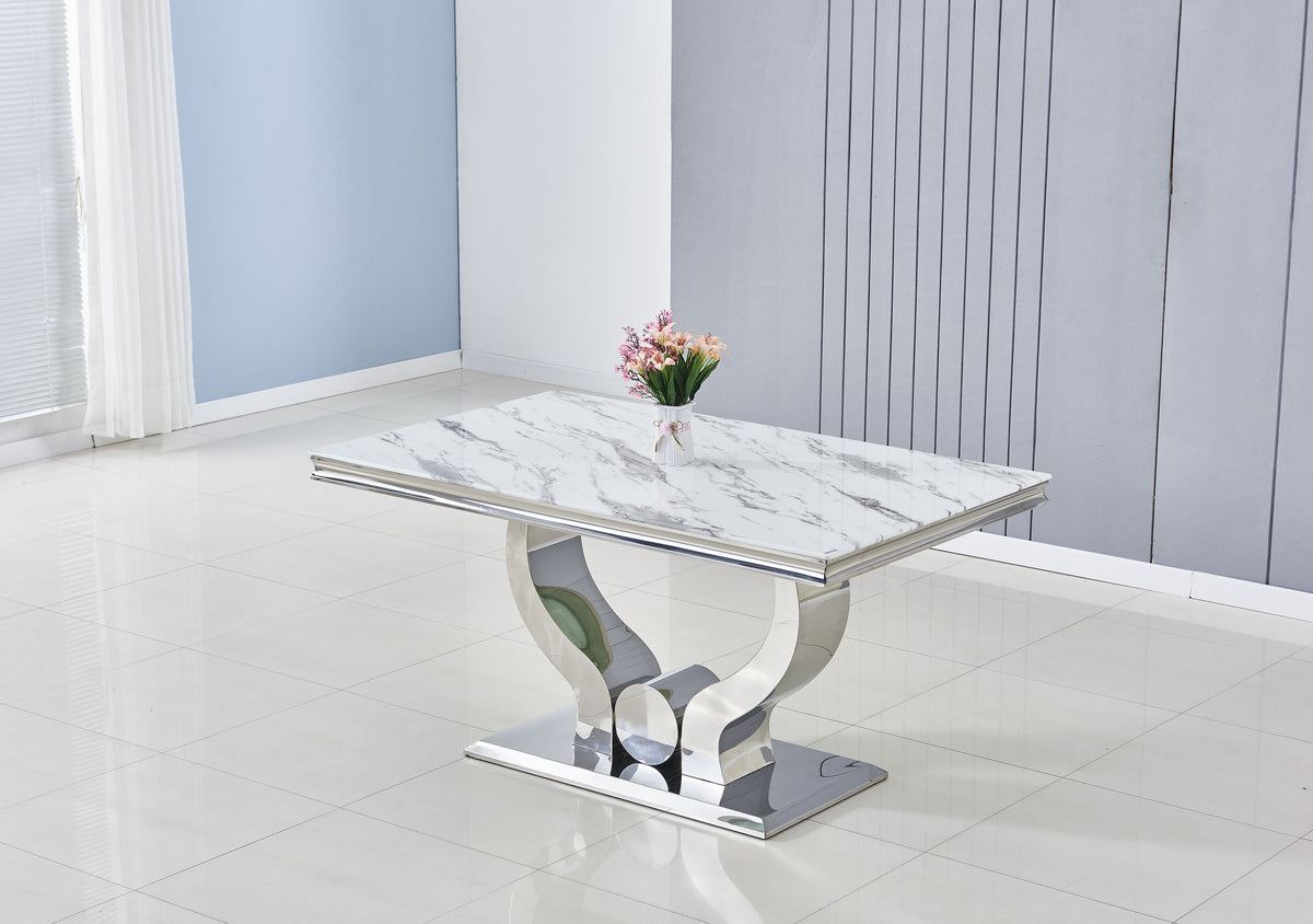 Table Repas Trofy Marbre Blanc 150X90X75 Cm