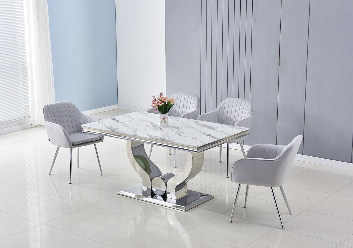 Table Repas Trofy Marbre Blanc 150X90X75 Cm