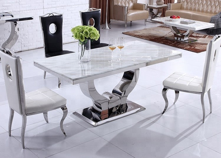 Table Repas Trofy Marbre Blanc 150X90X75 Cm