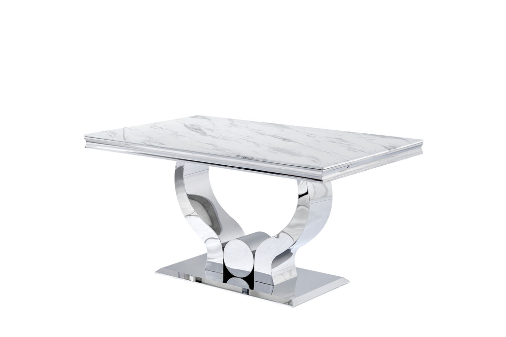 Table Repas Trofy Marbre Blanc 150X90X75 Cm
