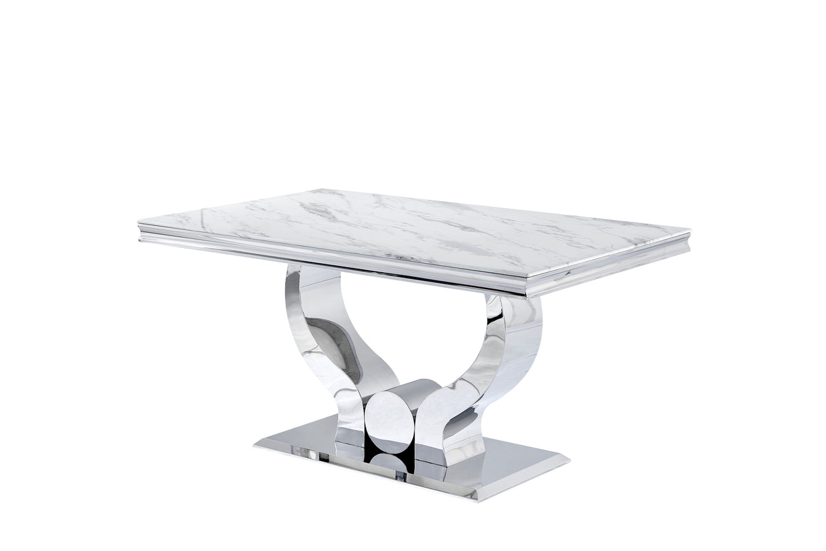 Table Repas Trofy Marbre Blanc 150X90X75 Cm
