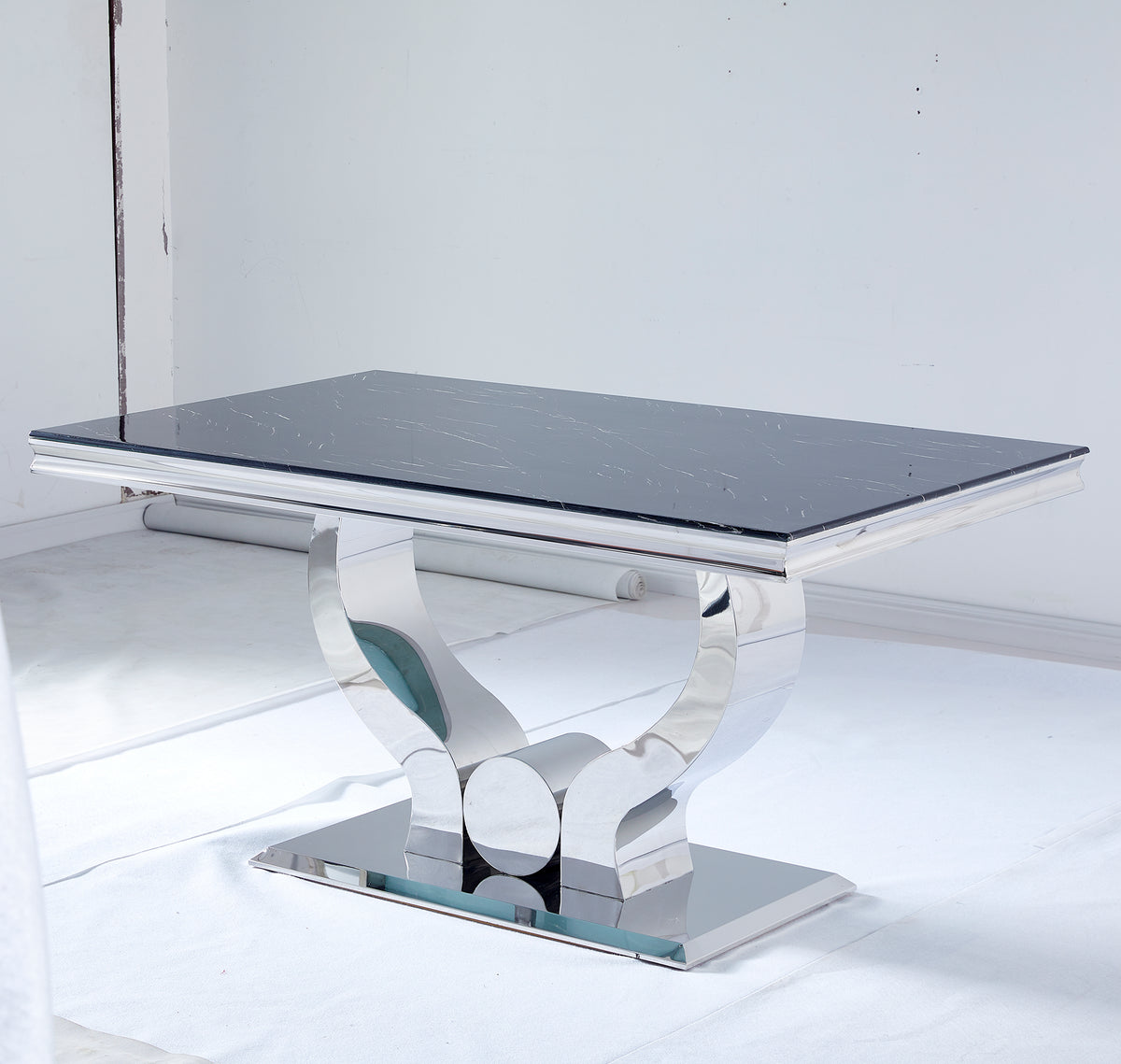Table Repas Trofy Marbre Noir 150X90X75 Cm