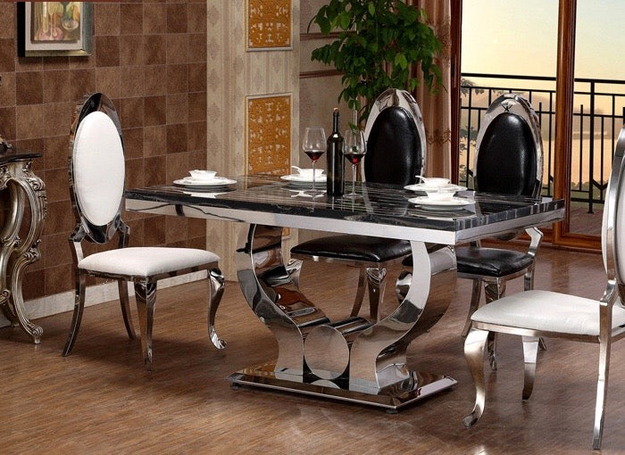 Table Repas Trofy Marbre Noir 150X90X75 Cm