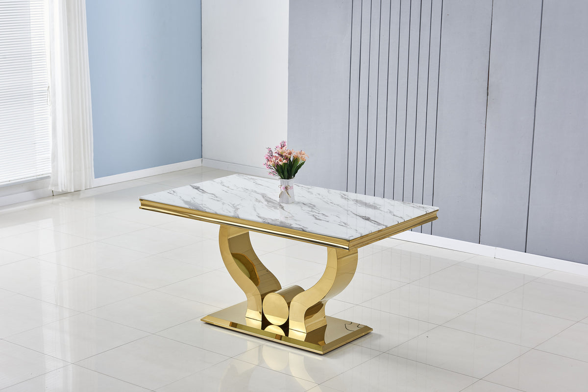 Table à manger Trofy Marbre 150Cm - Blanc