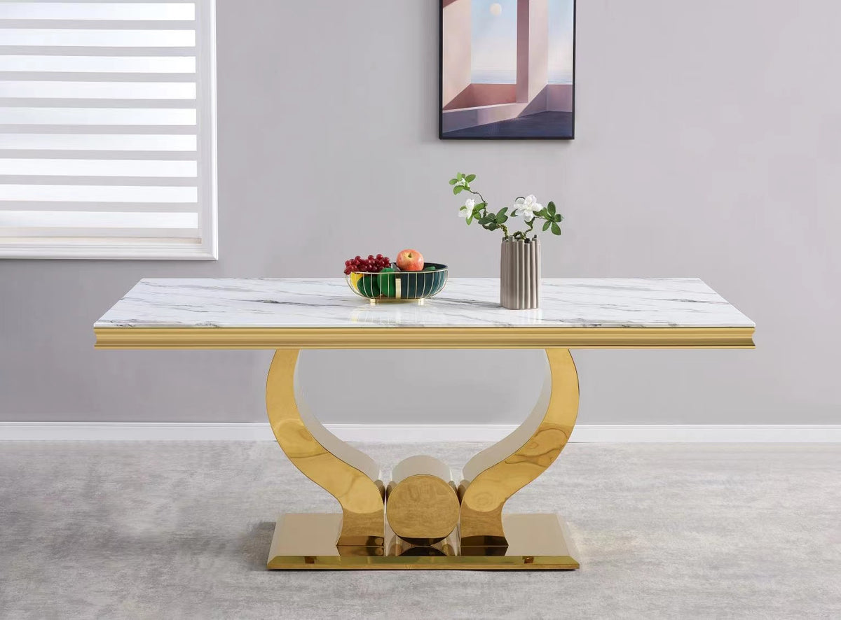 Table à manger Trofy Marbre 150Cm - Blanc