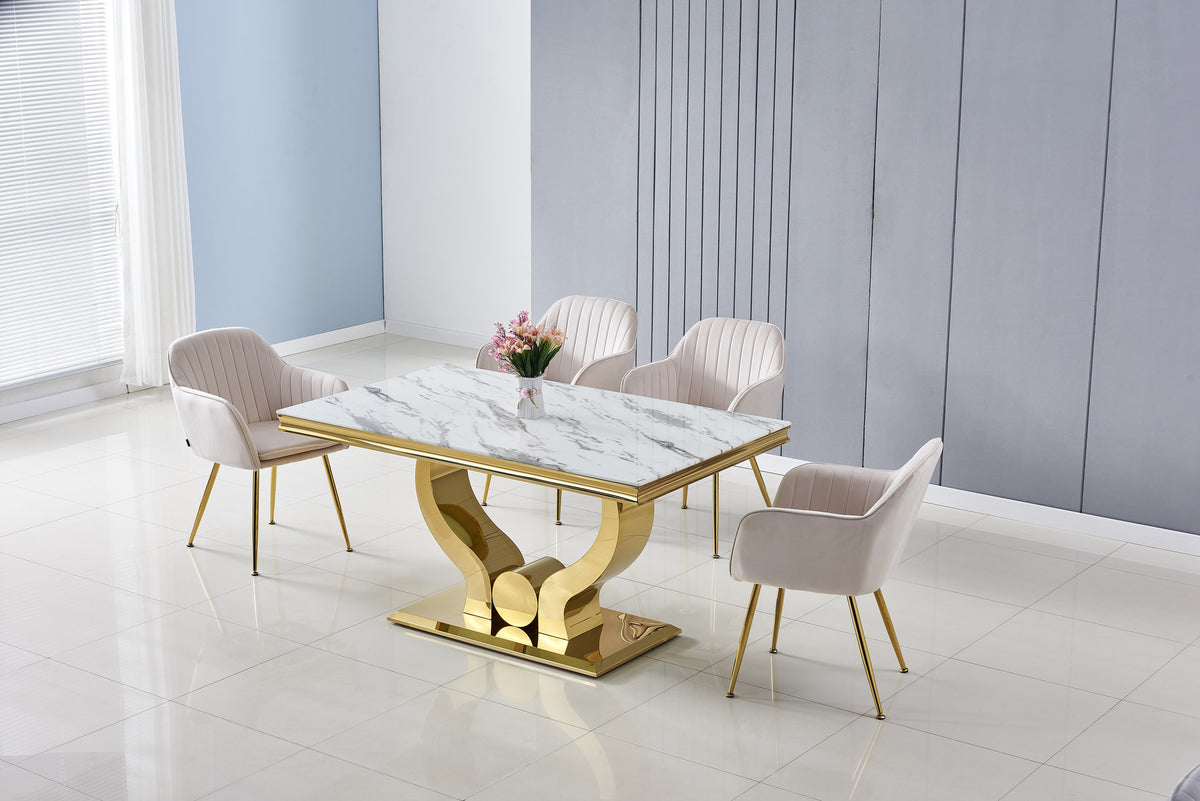 Table à manger Trofy Marbre 150Cm - Blanc
