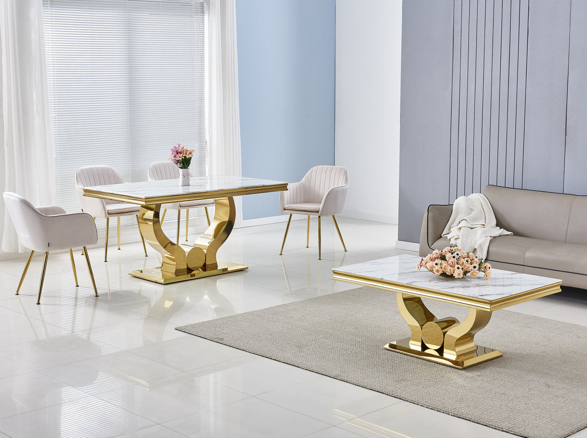 Table à manger Trofy Marbre 150Cm - Blanc