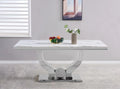 Table Trofy Chrome Marbre Blanc 180 Cm