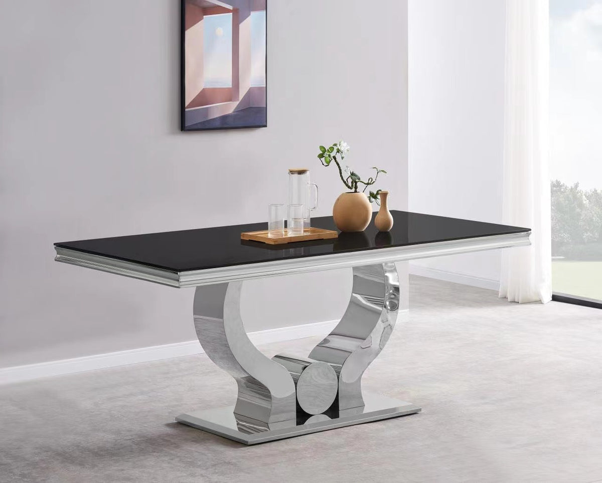 Table Trofy Chrome Noir 180 Cm