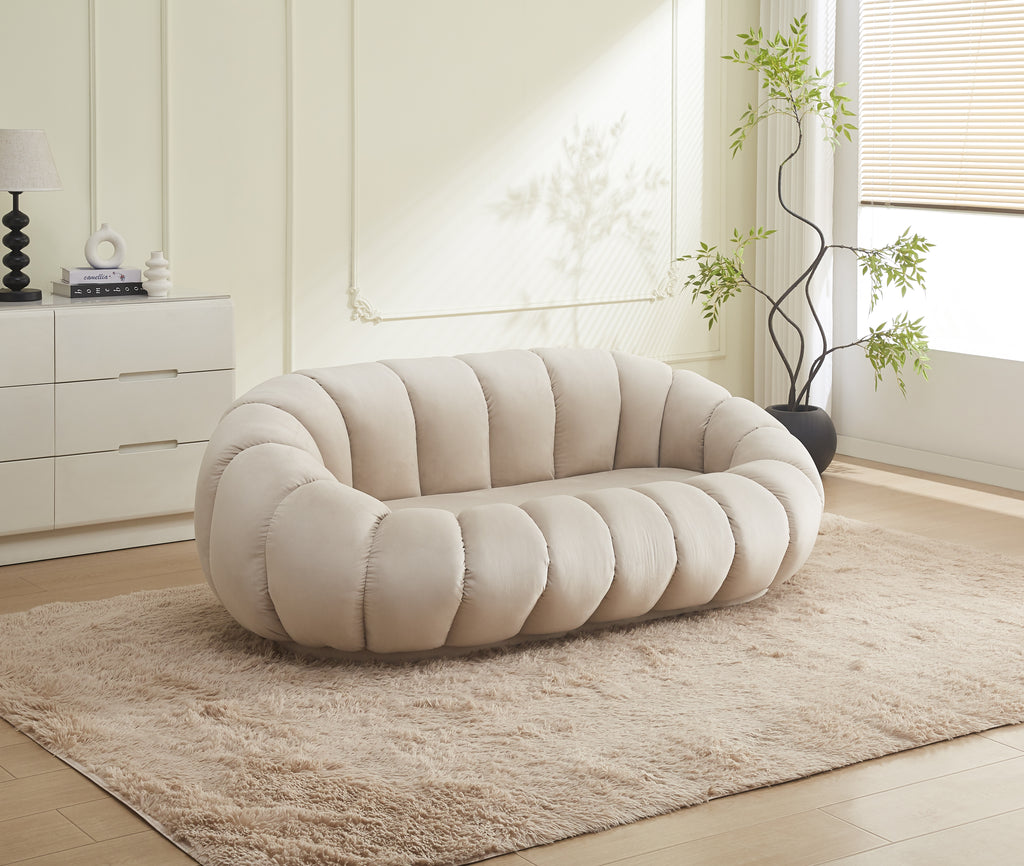 Canapé Perle En Velours Beige 180X105X35Cm