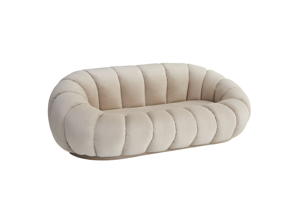 Canapé Perle En Velours Beige 180X105X35Cm