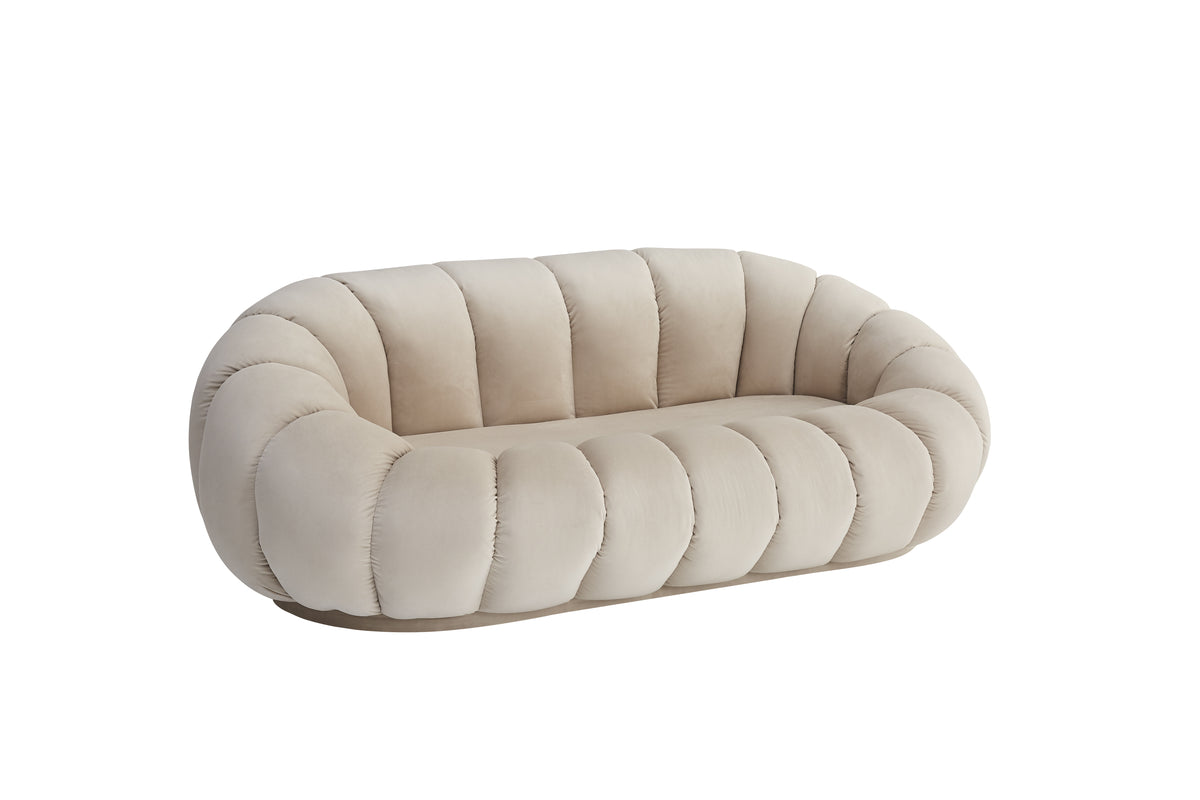 Canapé Perle En Velours Beige 180X105X35Cm