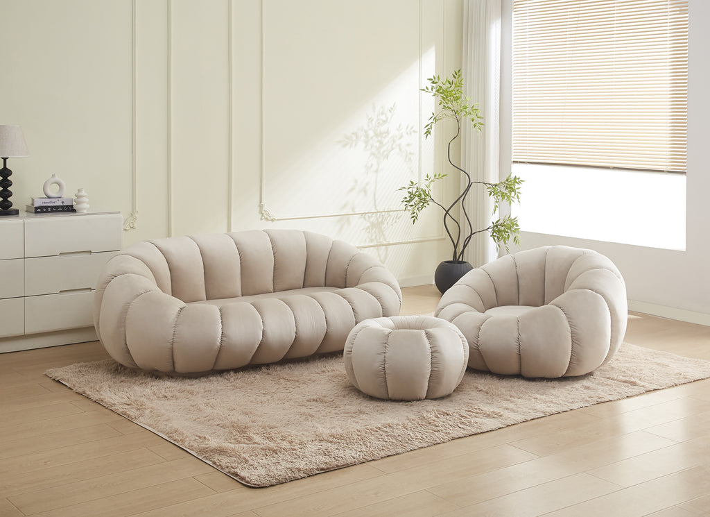 Canapé Perle En Velours Beige 180X105X35Cm