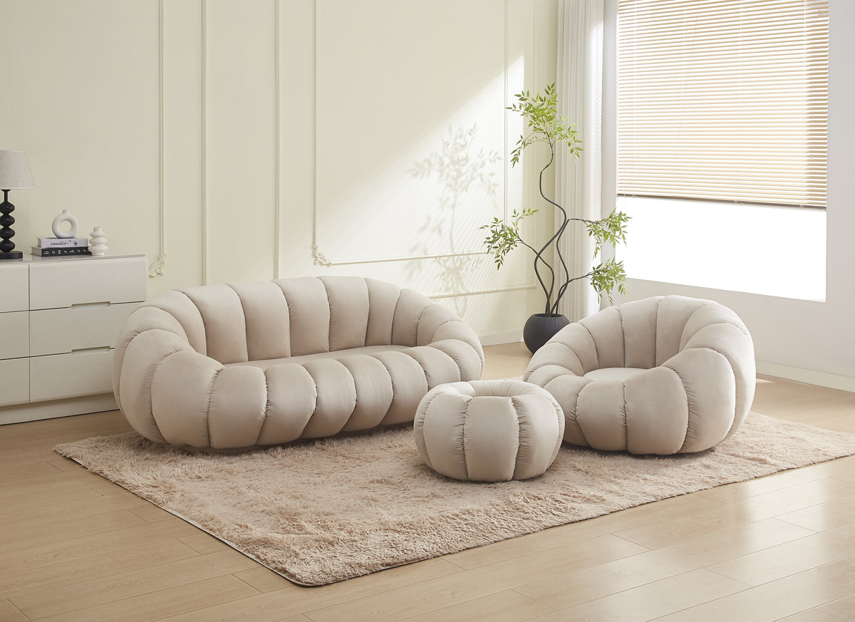 Canapé Perle En Velours Beige 180X105X35Cm