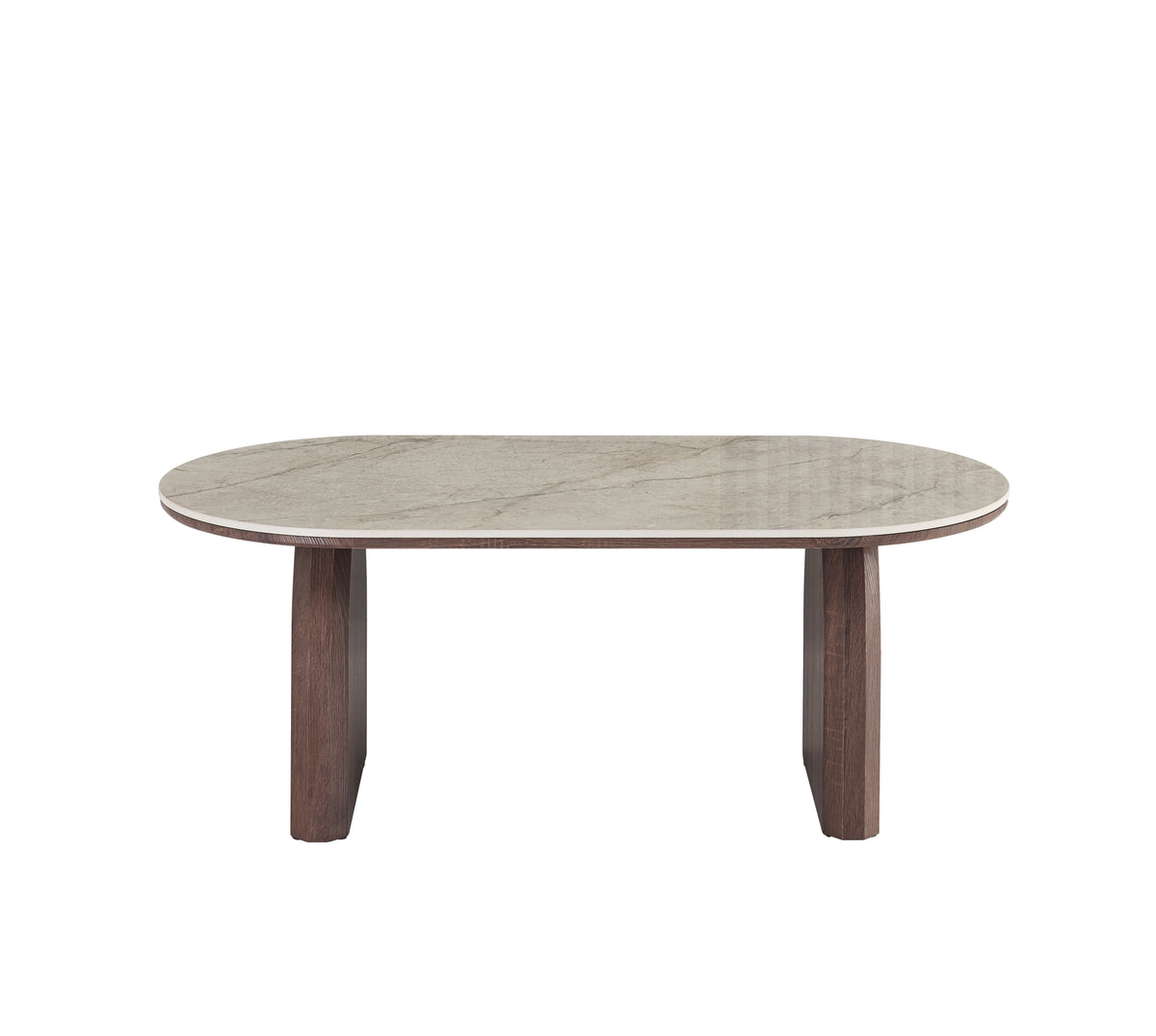 Table Basse Fluide Pied Effet Noyer Plateau Céramique Shakespeare 120X60X45Cm
